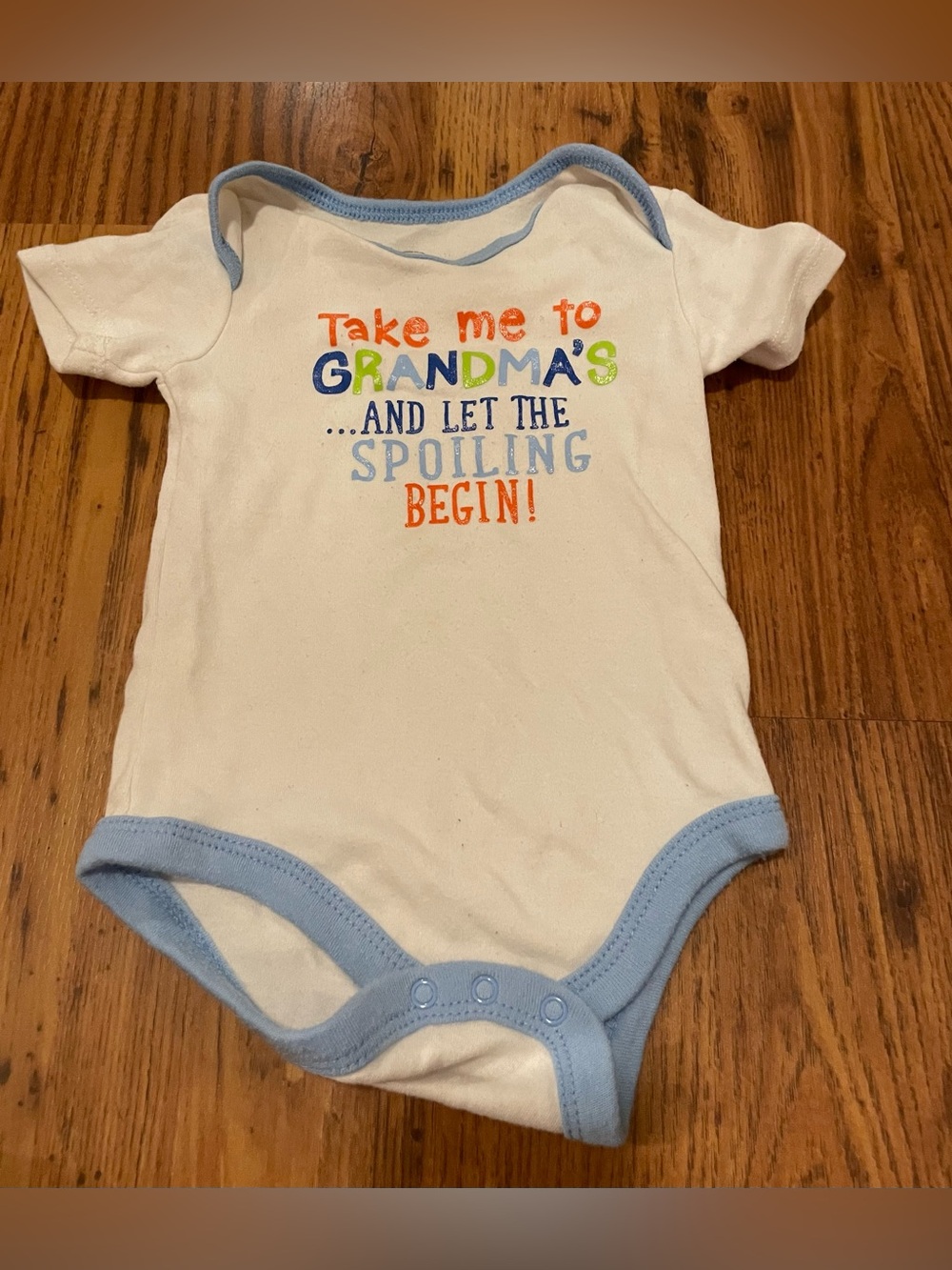 One-Piece with Light Blue Trim Take Me to Grandma and Let the Spoiling Begin